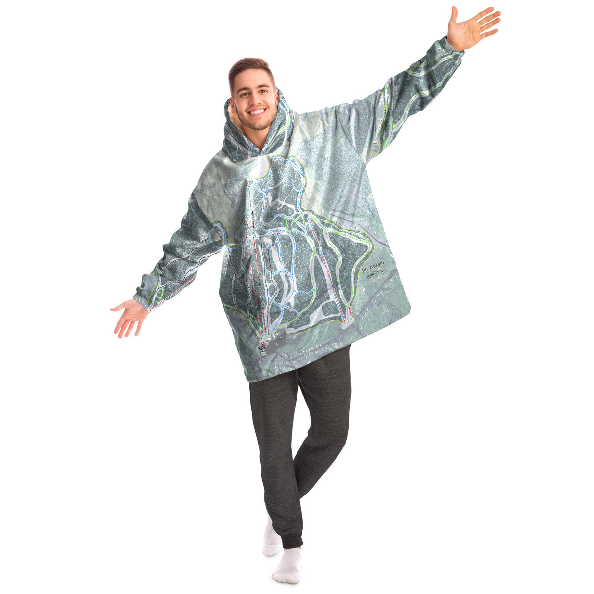 Mt Abram, Maine Ski Trail Map - Snug Hoodie