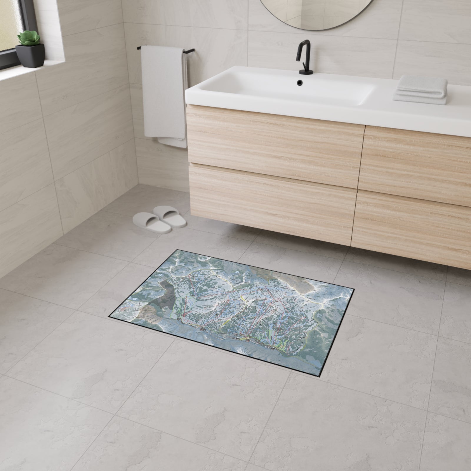 Little Cottonwood Canyon, Utah Ski Resort Map Heavy Duty Floor Mat