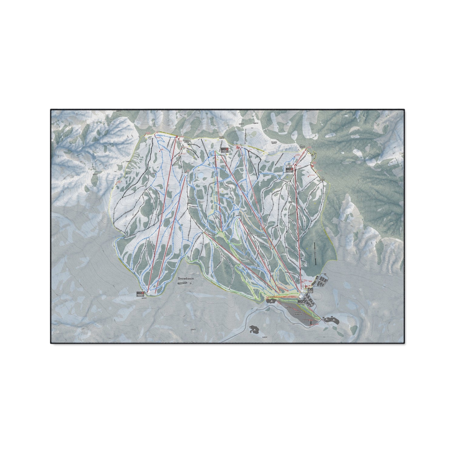 Snowbasin, Utah Ski Resort Map Heavy Duty Floor Mat