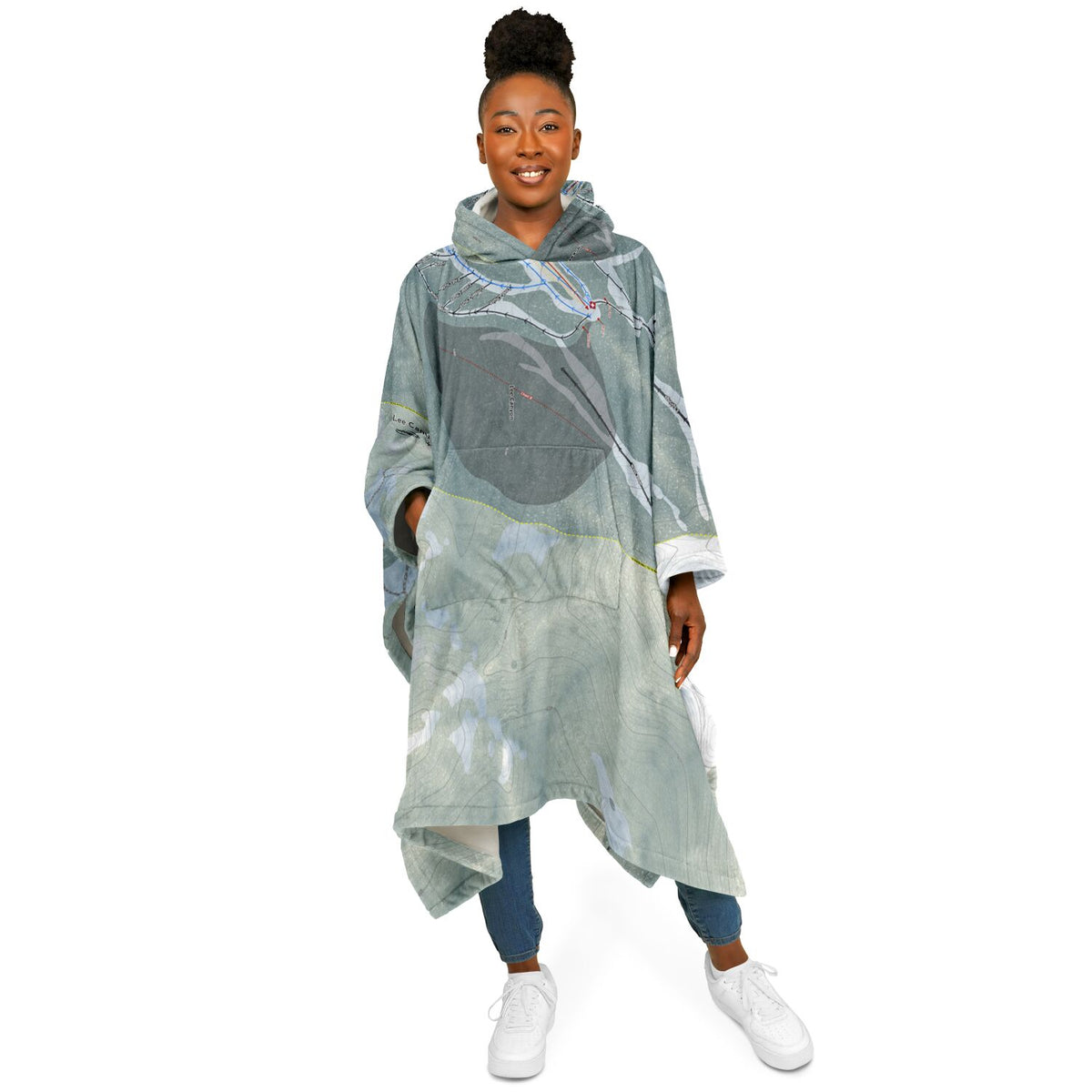 Lee Canyon, Nevada Ski Resort Map Flannel Blanket Poncho