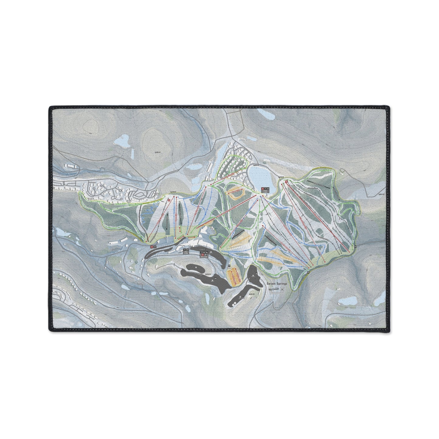 Seven Springs, Pennsylvania Ski Resort Map Heavy Duty Floor Mat