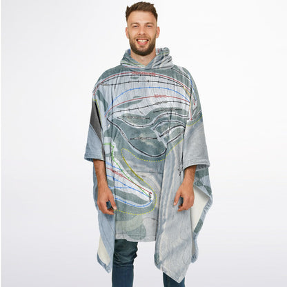 Snow Ridge, New York Ski Resort Map Flannel Blanket Poncho