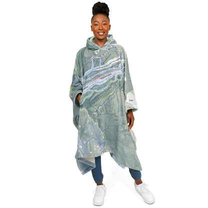 Camden Snow Bowl, Maine Ski Resort Map Flannel Blanket Poncho