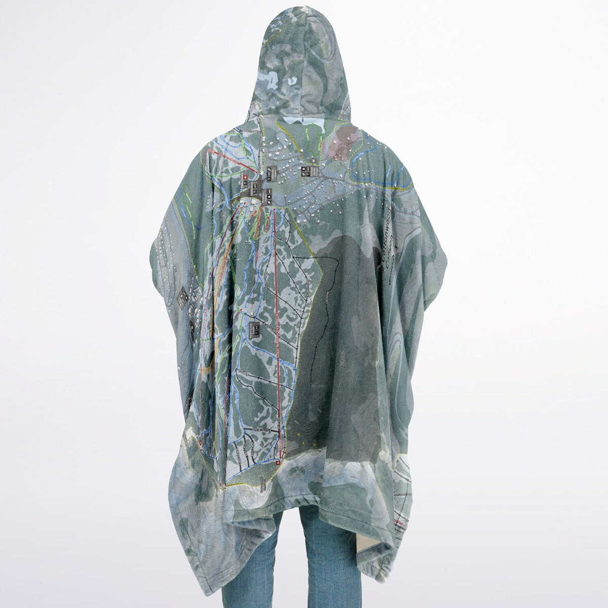 Big Cottonwood Canyon, Utah Ski Resort Map Flannel Blanket Poncho