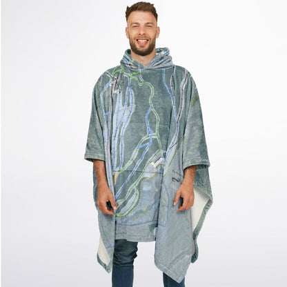 Big Moose Mountain, Maine Ski Resort Map Flannel Blanket Poncho