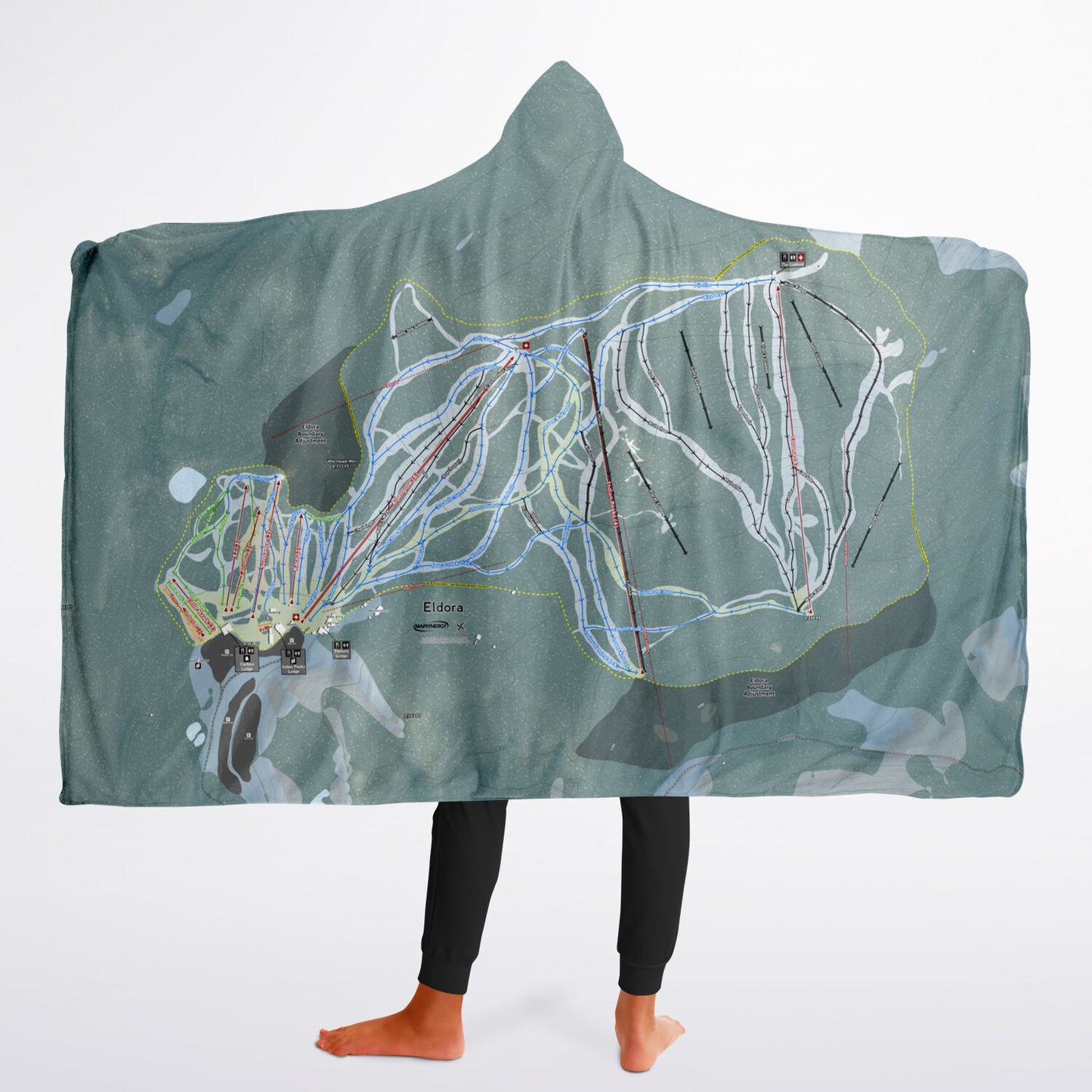 Eldora, Colorado Ski Trail Map - Youth Hooded Blanket - Powderaddicts