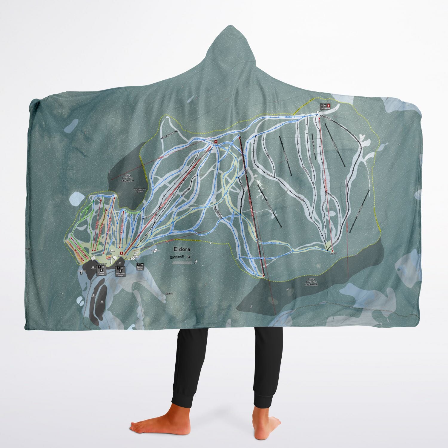 Eldora, Colorado Ski Trail Map - Youth Hooded Blanket - Powderaddicts