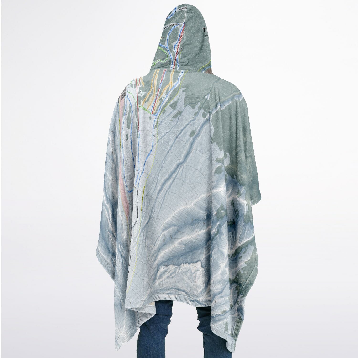 Timberline, Oregon Ski Resort Map Flannel Blanket Poncho