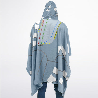 Lees Ski Hill, Colorado Ski Resort Map Flannel Blanket Poncho