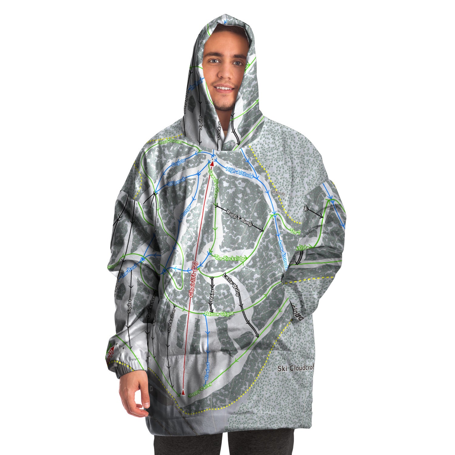 Ski Cloudcroft, New Mexico Ski Trail Map - Snug Hoodie