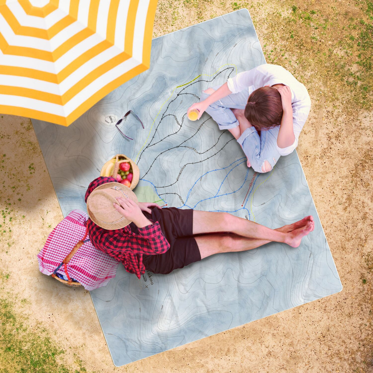 Tukino, New Zealand Ski Resort Map Printed Beach Towel