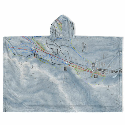 Mt. Whakapap, New Zealand Ski Resort Map Flannel Blanket Poncho - Powderaddicts