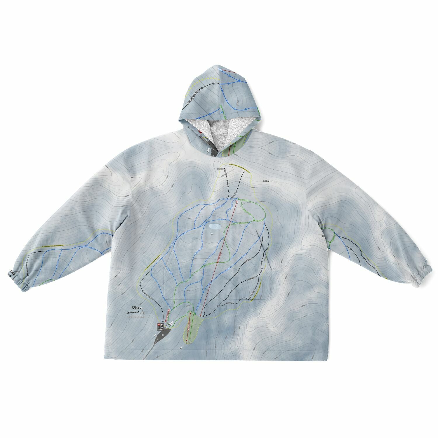 Ohau, New Zealand Ski Trail Map - Snug Hoodie - Powderaddicts