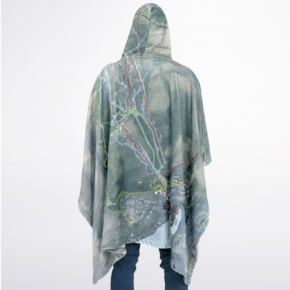 Tremblant, Quebec Ski Resort Map Flannel Blanket Poncho