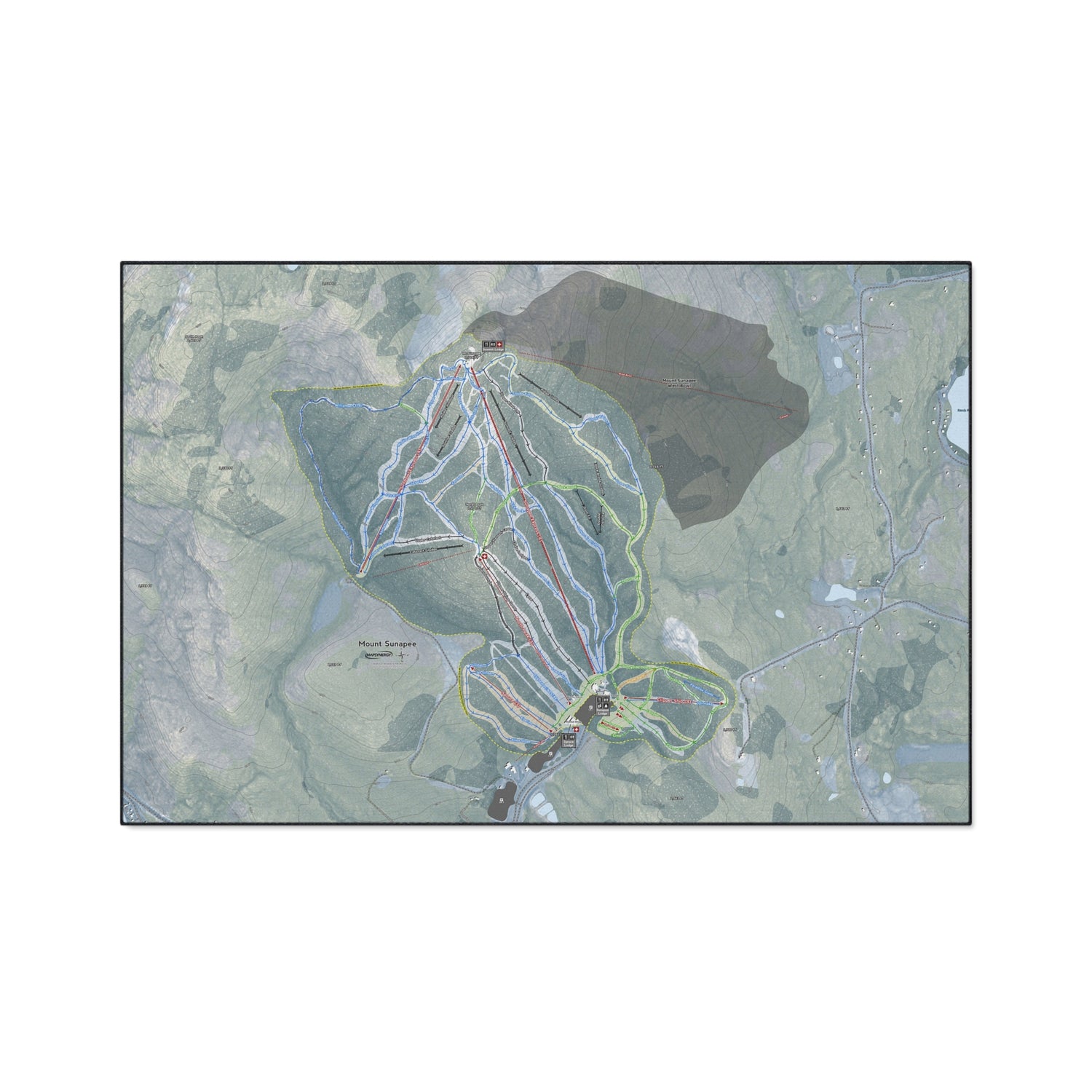 Mount Sunapee, New Hampshire Ski Resort Map Heavy Duty Floor Mat