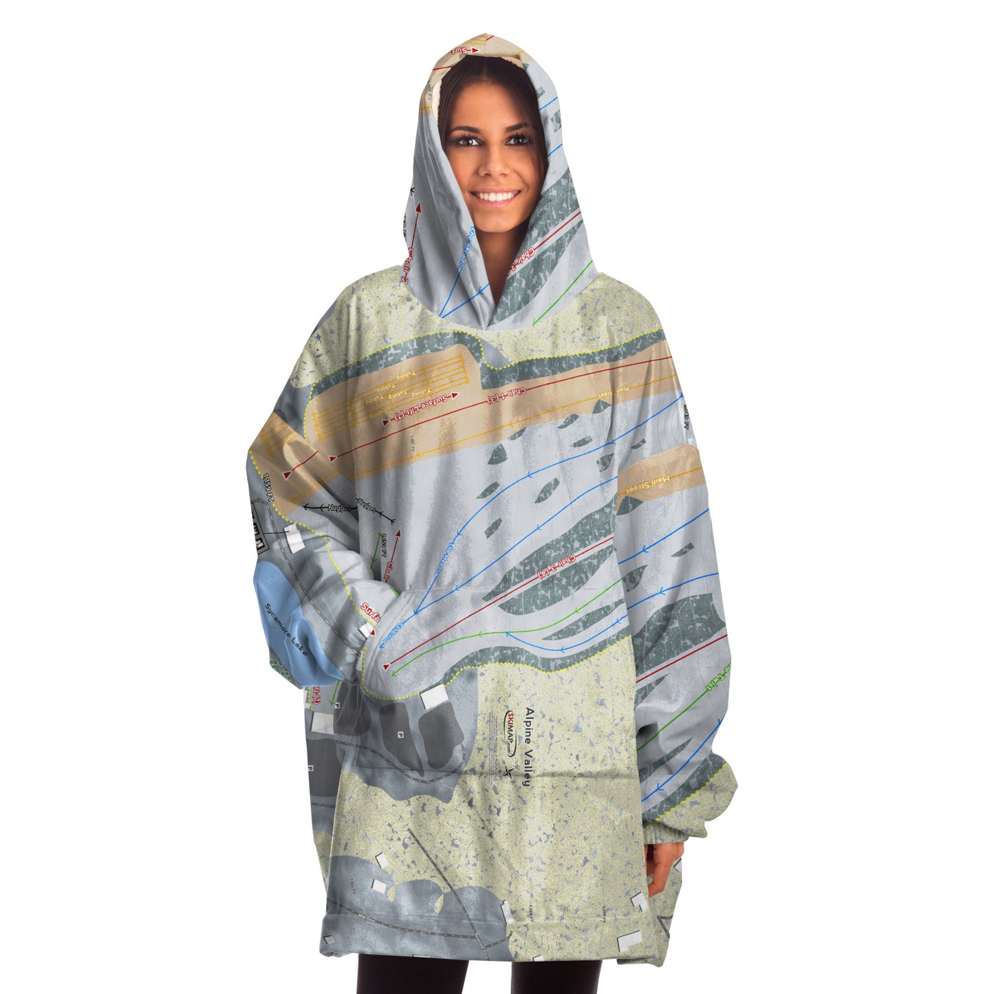Alpine Valley, Ohio Ski Trail Map - Snug Hoodie