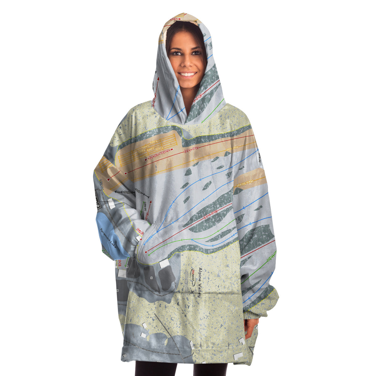 Alpine Valley, Ohio Ski Trail Map - Snug Hoodie