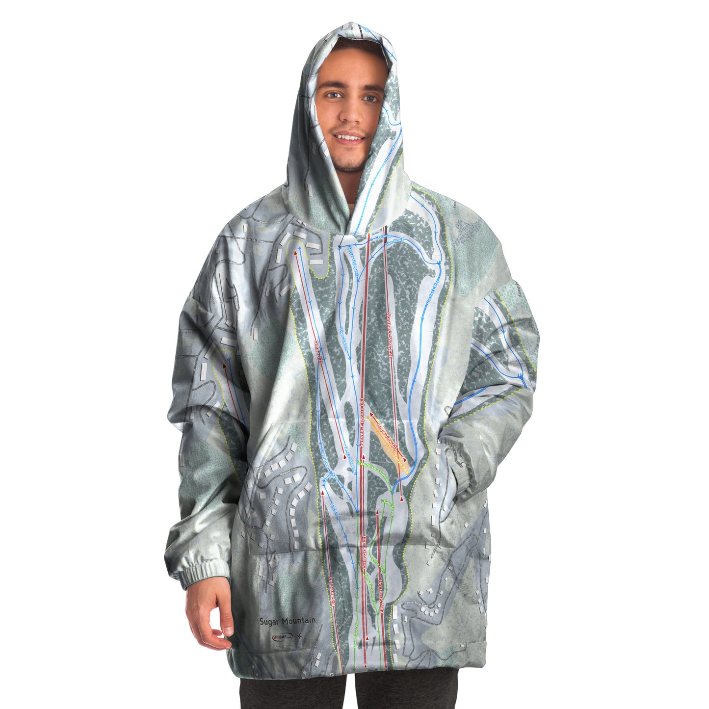 Sugar Mountain, North Carolina Ski Trail Map - Snug Hoodie - Powderaddicts
