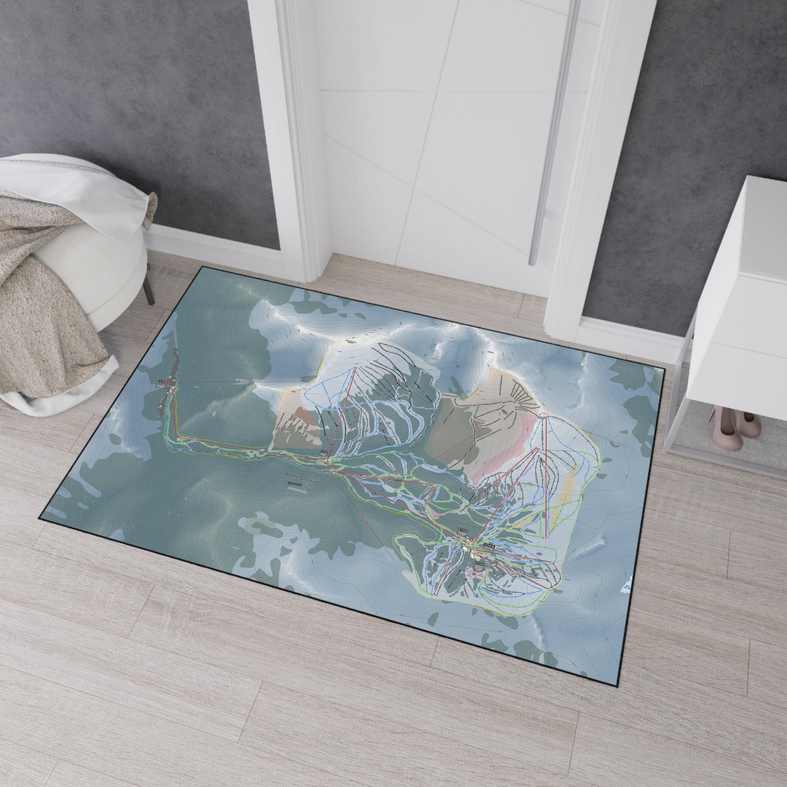 Banff Sunshine, Alberta Ski Resort Map Heavy Duty Floor Mat