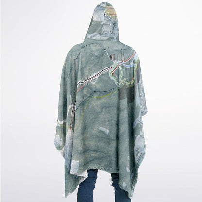 Bear Mountain, California Ski Resort Map Flannel Blanket Poncho