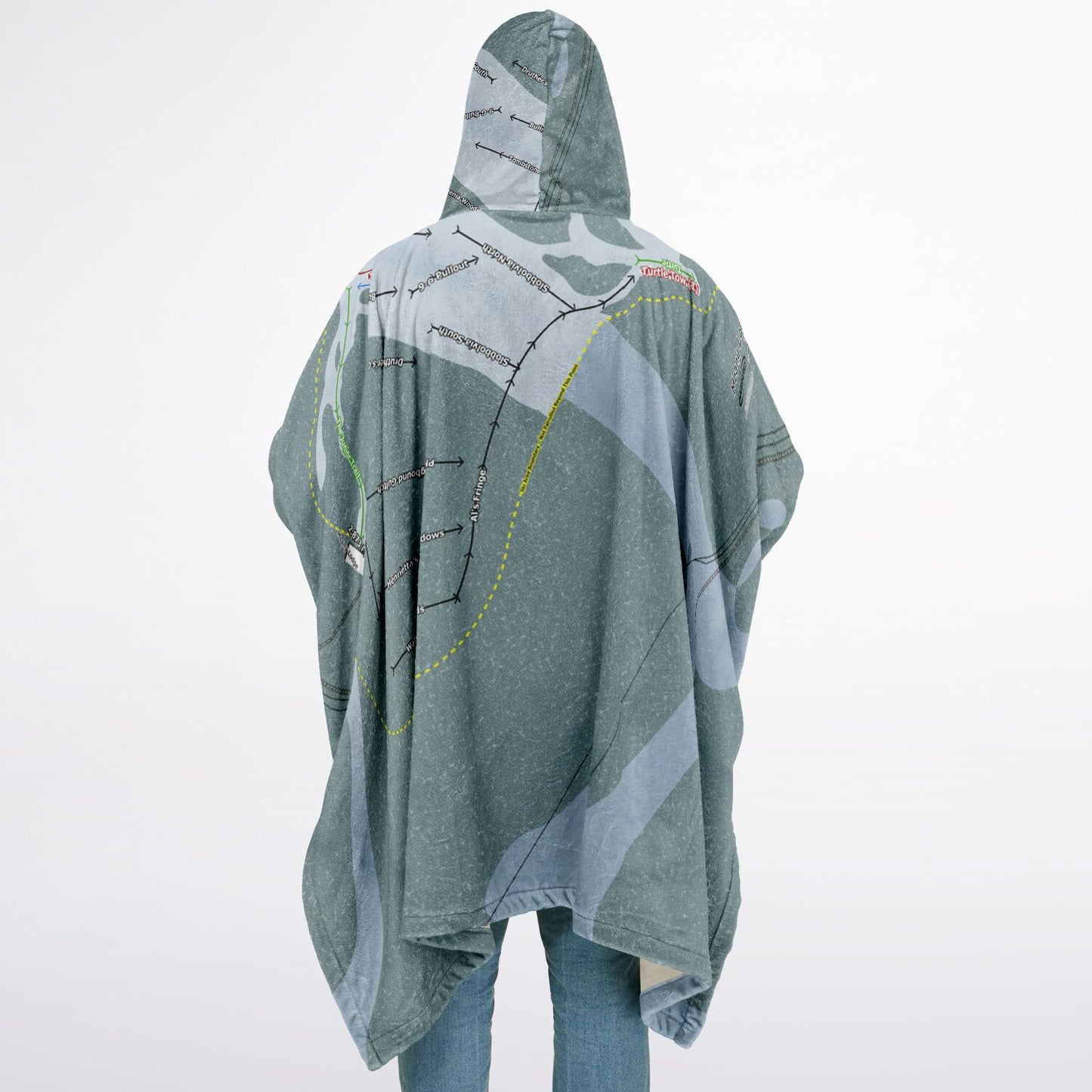 Meany Lodge, Washington Ski Resort Map Flannel Blanket Poncho