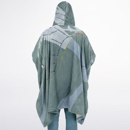 Meany Lodge, Washington Ski Resort Map Flannel Blanket Poncho