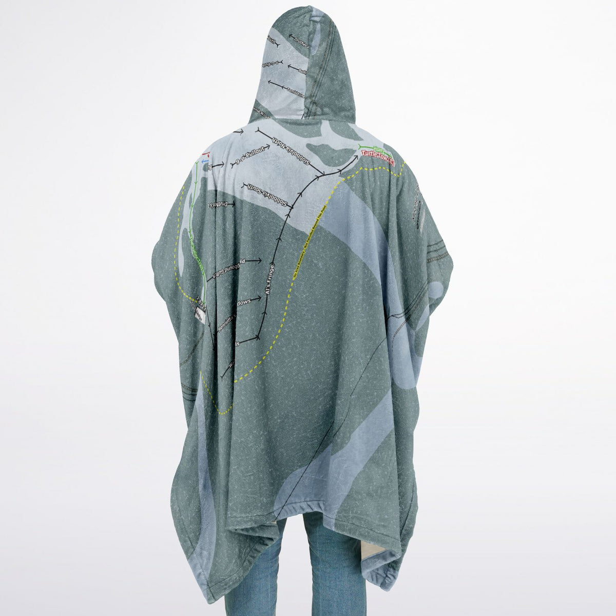 Meany Lodge, Washington Ski Resort Map Flannel Blanket Poncho