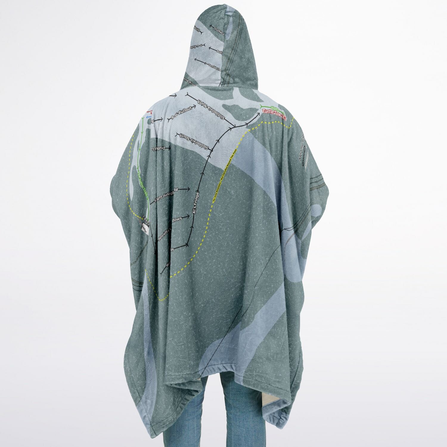 Meany Lodge, Washington Ski Resort Map Flannel Blanket Poncho