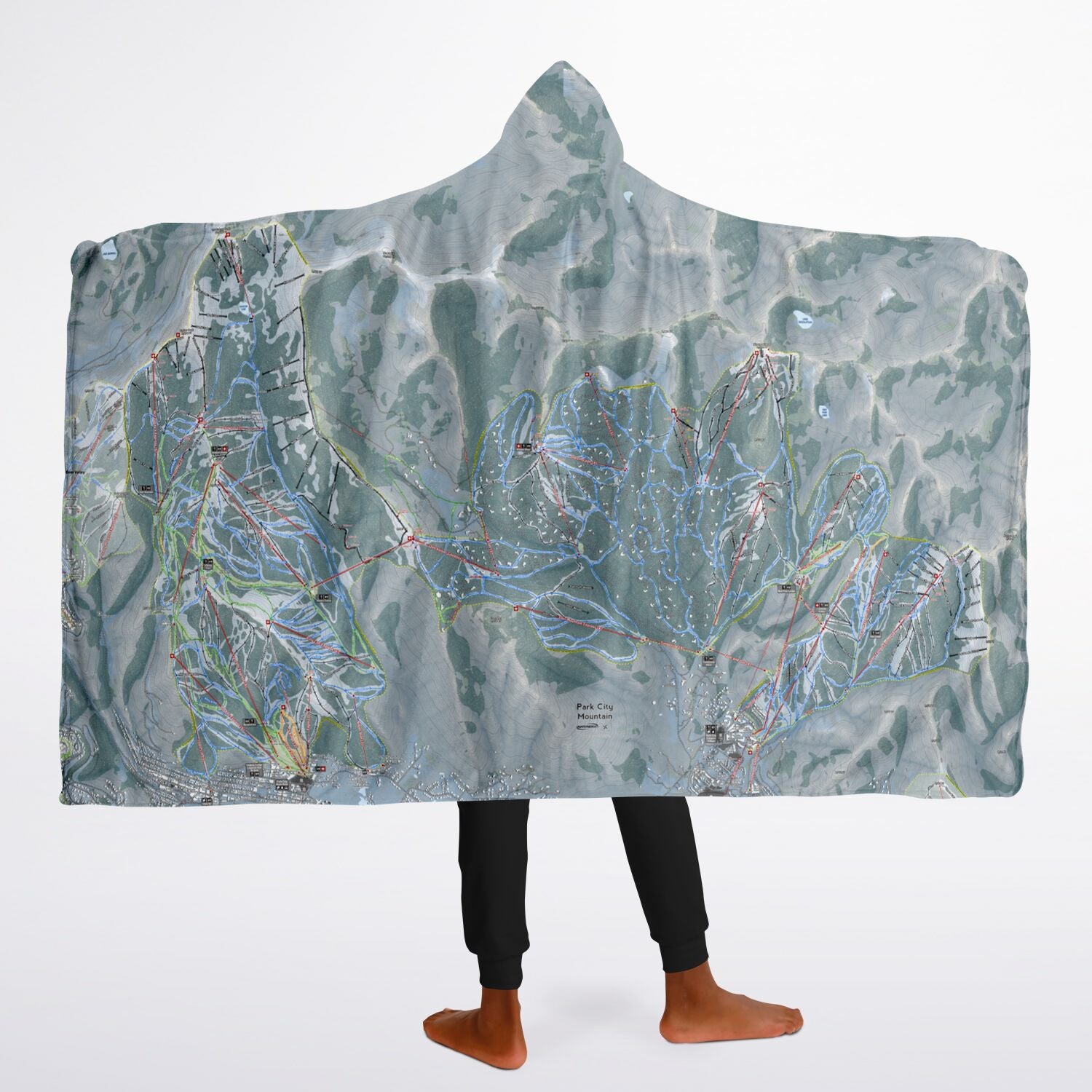 Park City, Utah Ski Trail Map - Youth Hooded Blanket