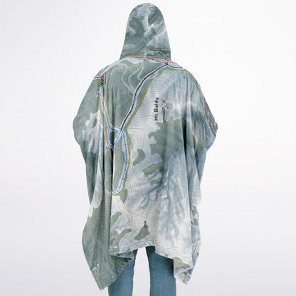 Mt Baldy, California Ski Resort Map Flannel Blanket Poncho