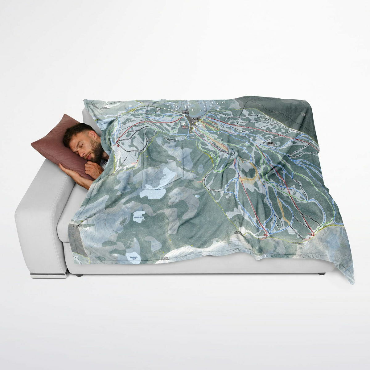 Brighton, Utah Ski Resort Map Flannel Blanket Poncho