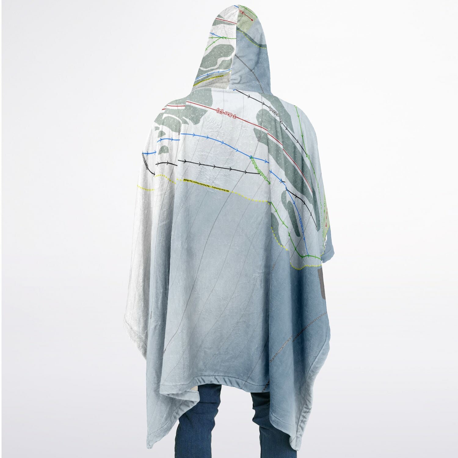 Mount Joy, Alberta Ski Resort Map Flannel Blanket Poncho