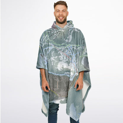 Red Mountain, British Columbia Ski Resort Map Flannel Blanket Poncho