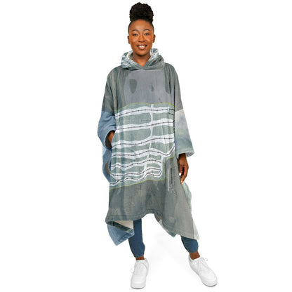 Voodoo Mountain, Michigan Ski Resort Map Flannel Blanket Poncho