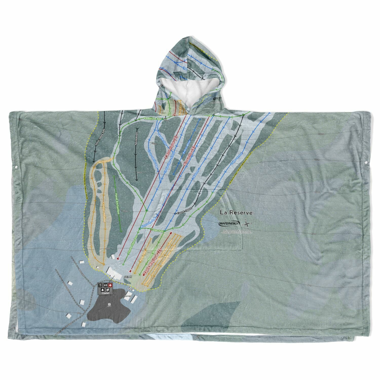 La Reserve, Quebec Ski Resort Map Flannel Blanket Poncho