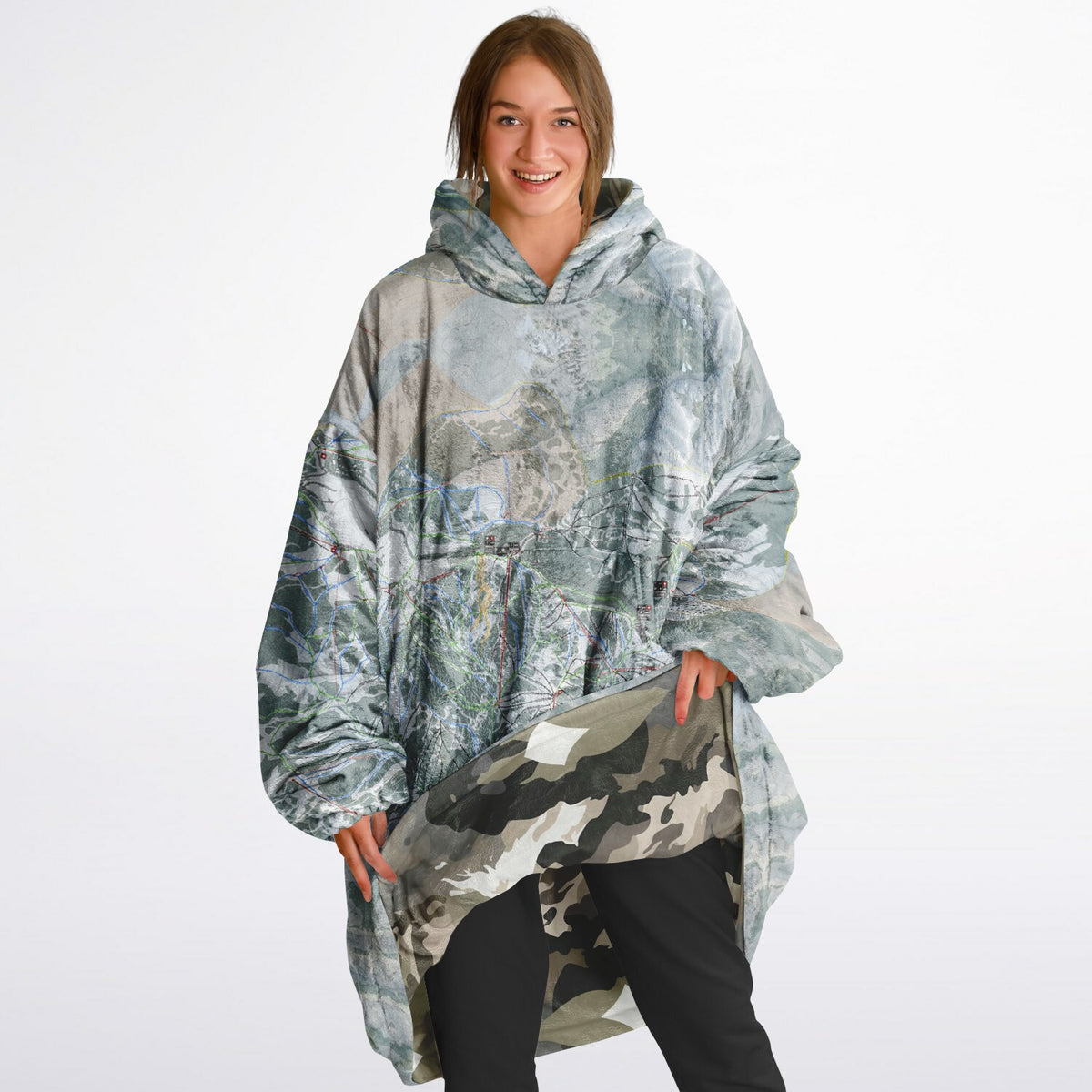 Powder Mountain, Utah Ski Resort Map Youth Reversible Snug Hoodie