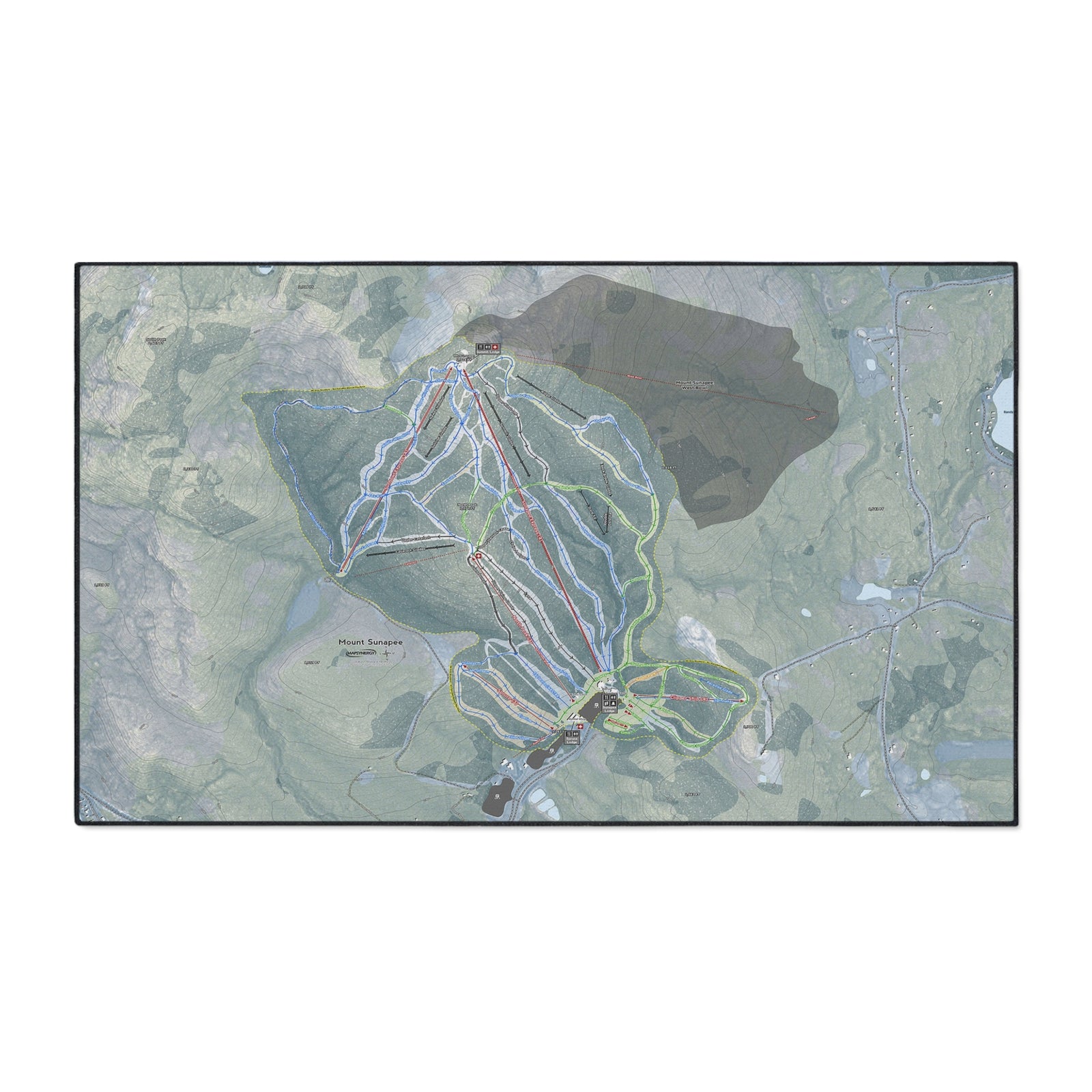 Mount Sunapee, New Hampshire Ski Resort Map Heavy Duty Floor Mat