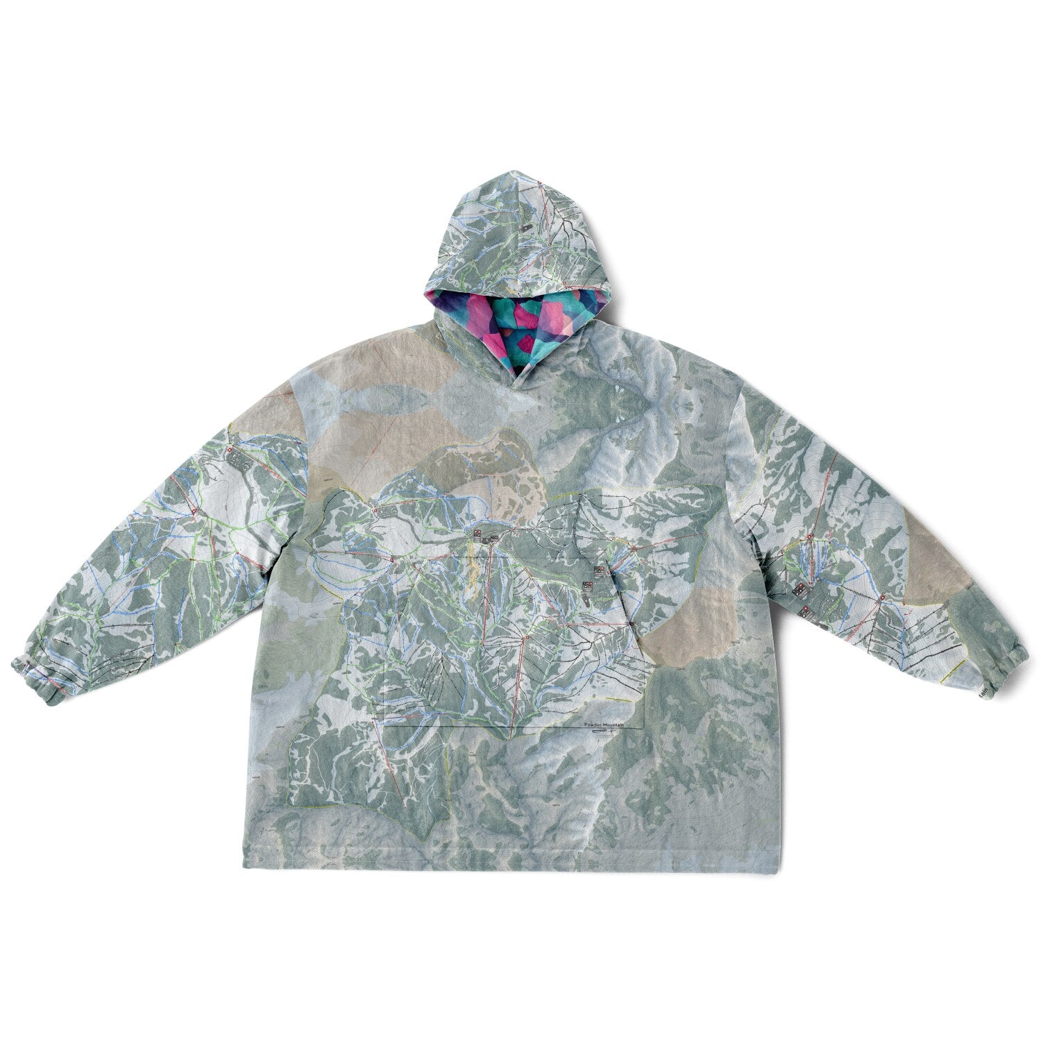 Powder Mountain, Utah Ski Resort Map Reversible Snug Hoodie