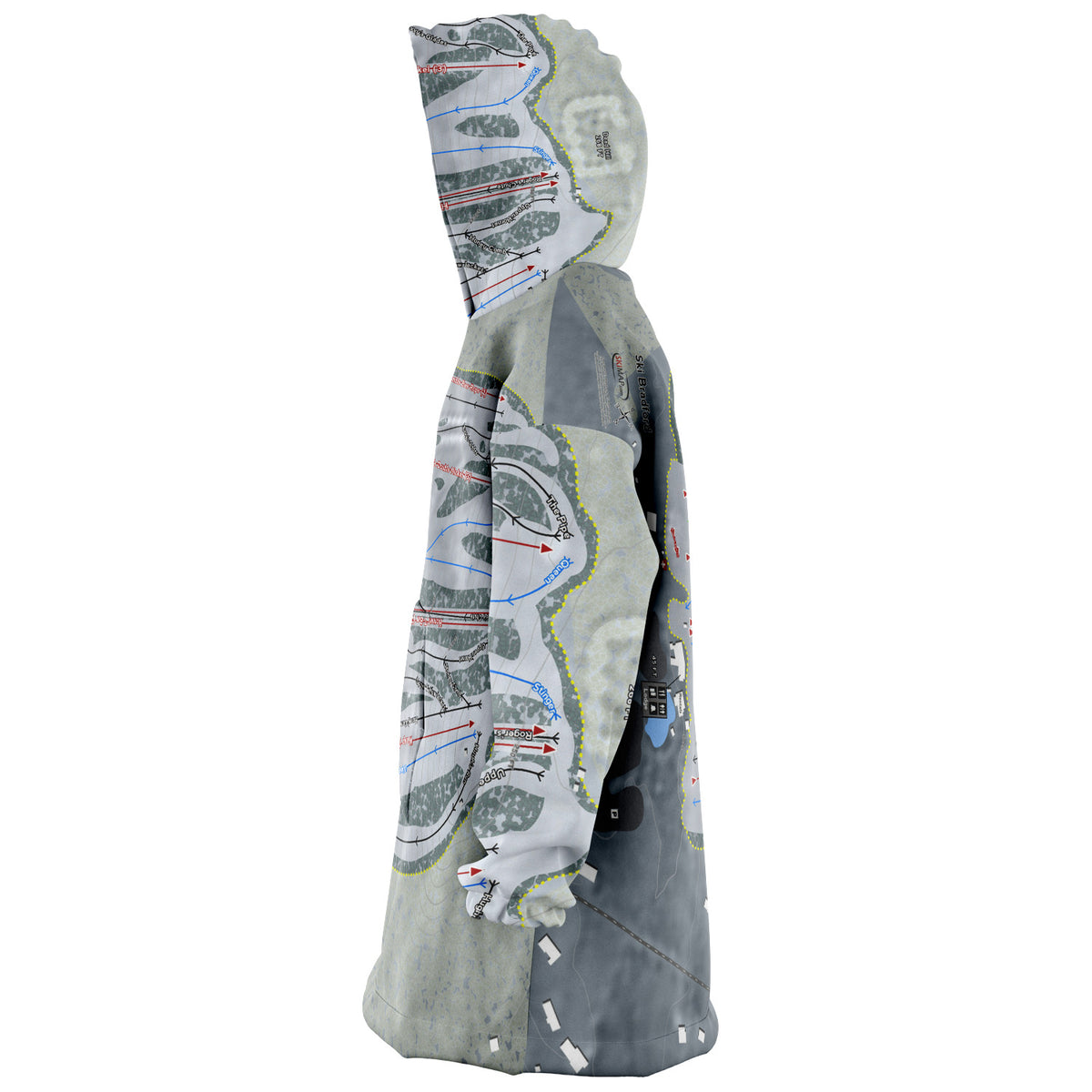 Ski Bradford, Massachusetts Ski Trail Map Snug Hoodie