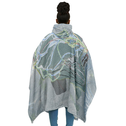 Sunlight, Colorado Ski Resort Map Flannel Blanket Poncho