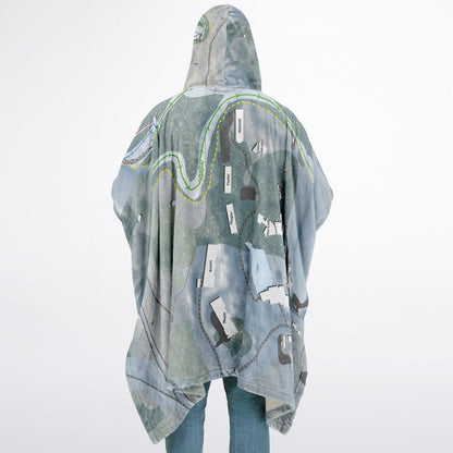 Easton Ski Area, Massachusetts Ski Resort Map Flannel Blanket Poncho
