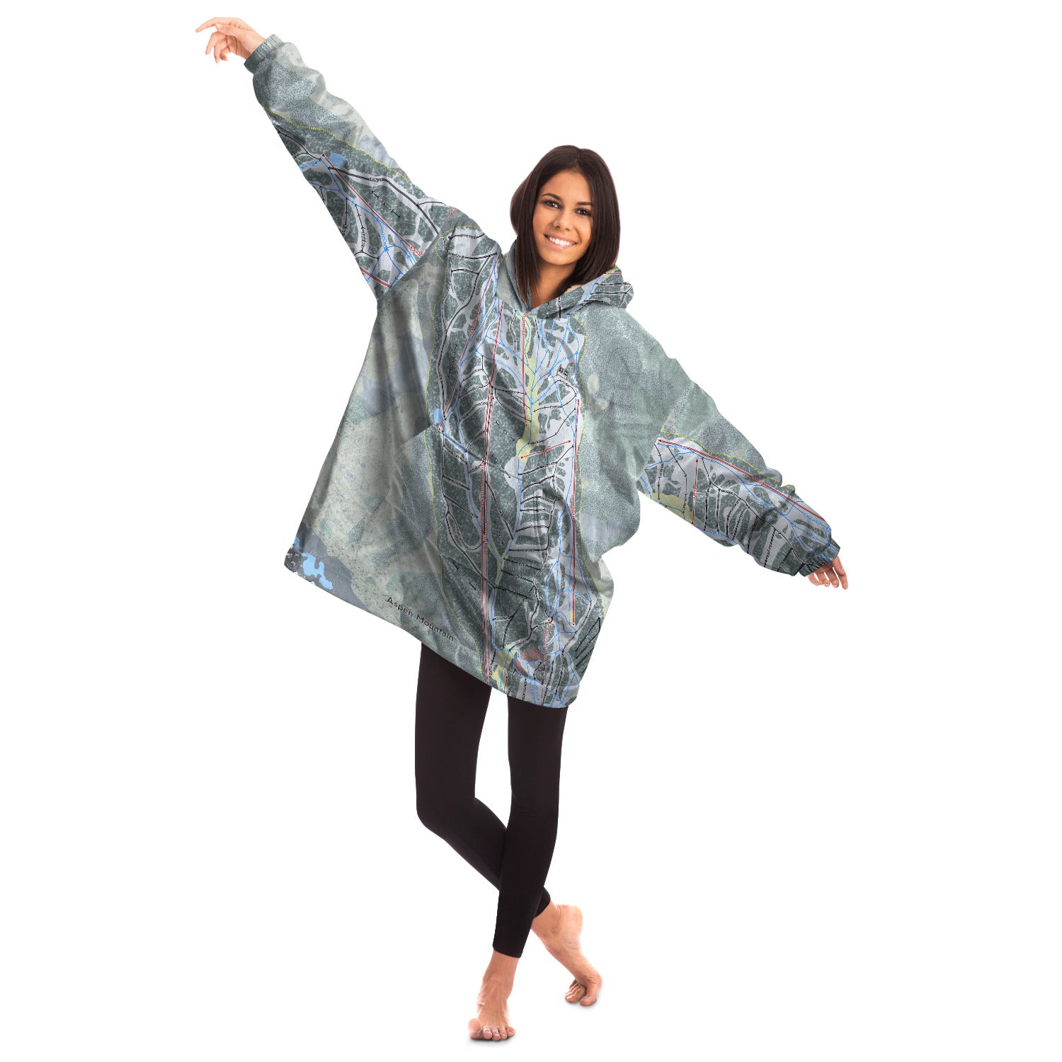 Aspen Mountain, Colorado Ski Trail Map Snug Hoodie - Powderaddicts