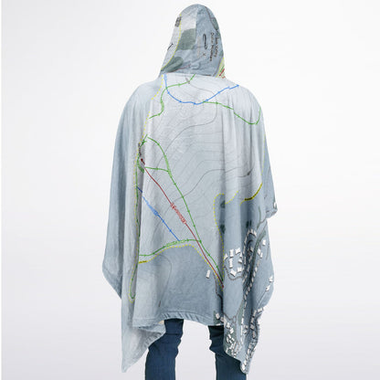 Sun Valley Dollar Mountain, Idaho Ski Resort Map Flannel Blanket Poncho