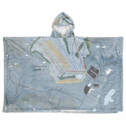 Quechee Club, Vermont Ski Resort Map Flannel Blanket Poncho