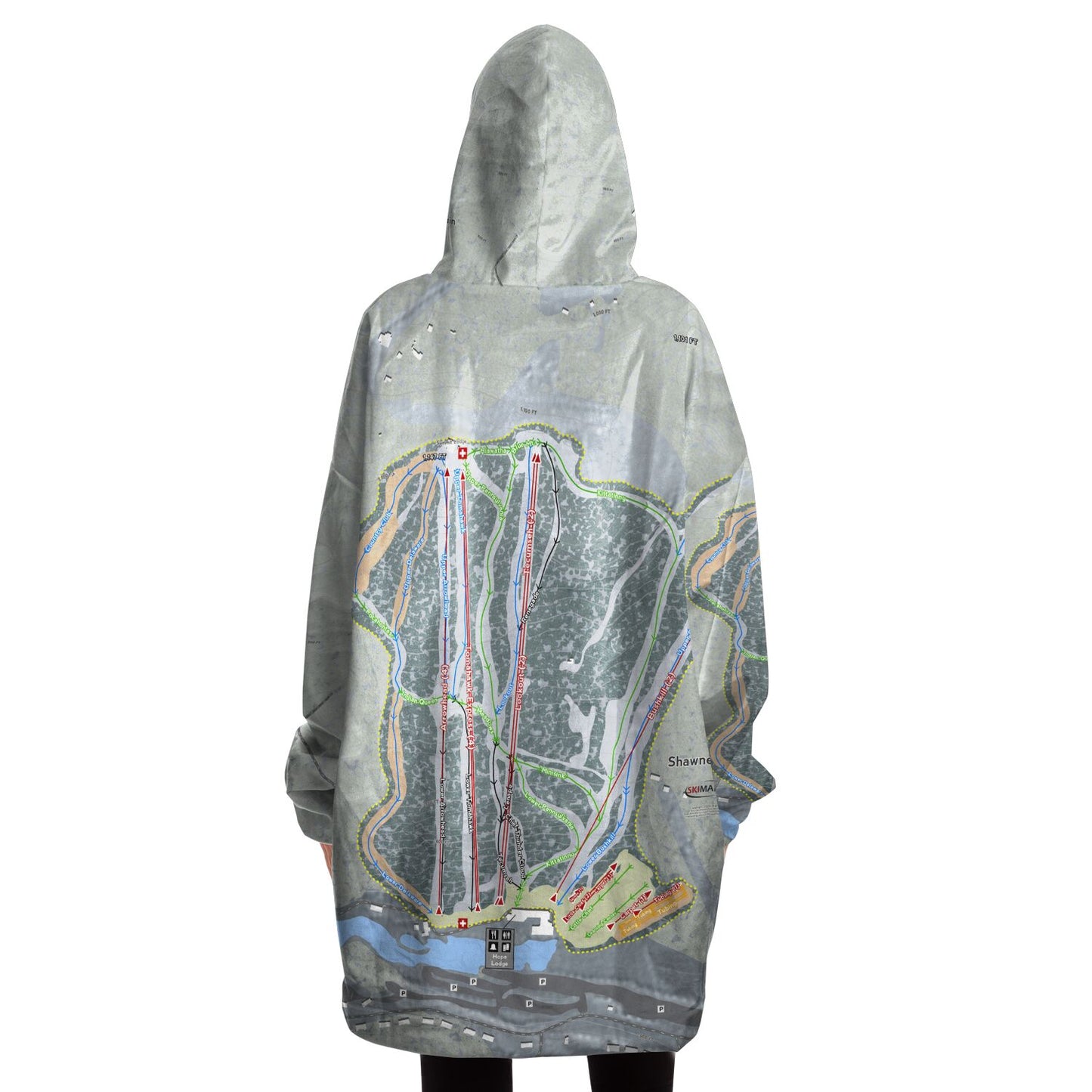 Shawnee Mountain, Pennsylvania Ski Trail Map Snug Hoodie - Powderaddicts