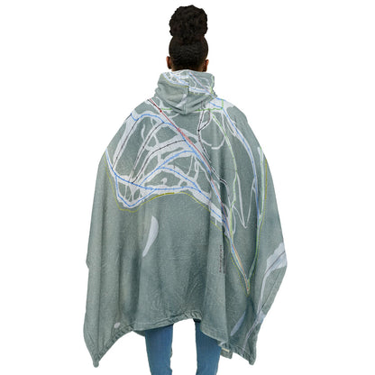 Showdown, Montana Ski Resort Map Flannel Blanket Poncho