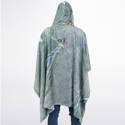 Titus Mountain, New York Ski Resort Map Flannel Blanket Poncho