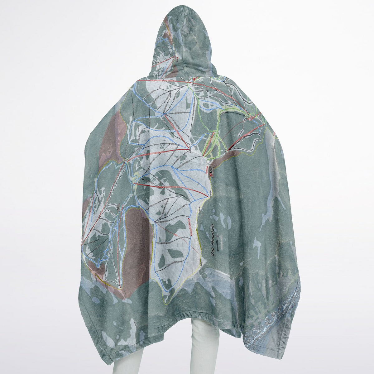 Vail, Colorado Ski Resort Map Flannel Blanket Poncho
