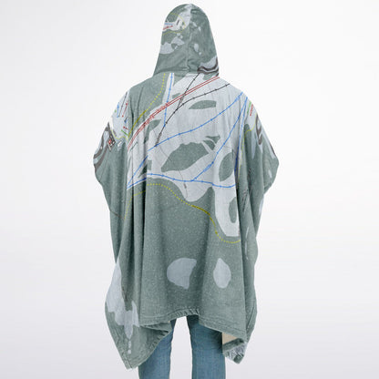 Badger Pass, California Ski Resort Map Flannel Blanket Poncho
