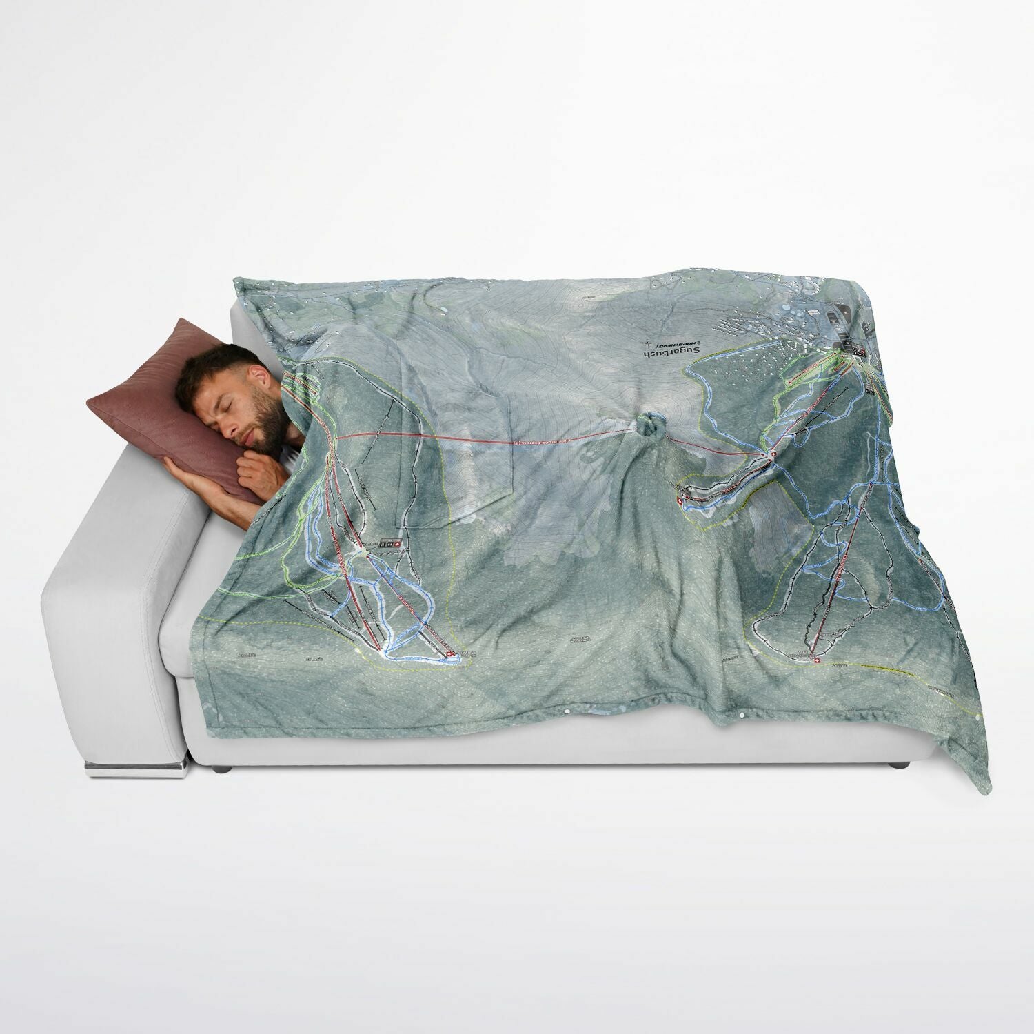 Sugarbush, Vermont Ski Resort Map Flannel Blanket Poncho